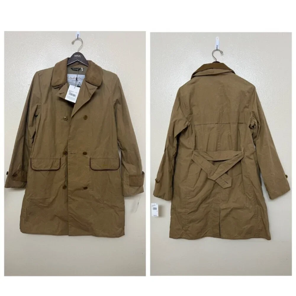 Barbour Re Eng HAYDON Cotton Camel Sand Brown Trench Coat Belted Classic US8